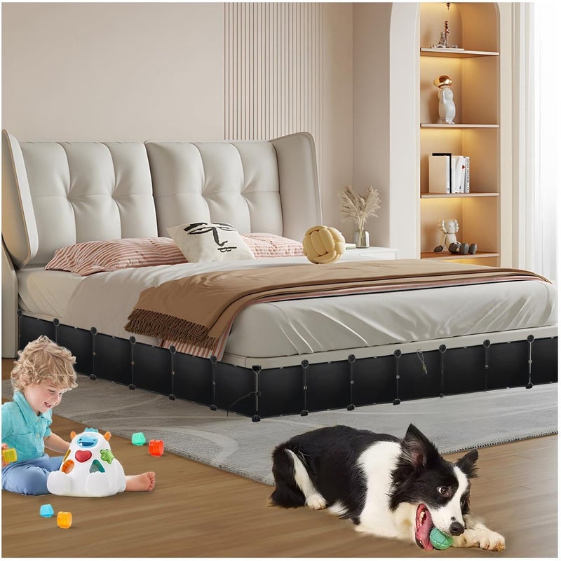 LEICHTEN 11.8" H x 248" L in Total Under Bed Blocker for Pets, Adjustable Length Bed Blockers for Under Bed, Under Bed Blocker Stops Pets Sneaking Under, Fits Queen, King Bed Three Sides, Black - Image 1